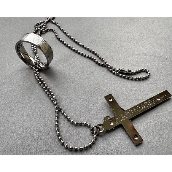 Cross Crucifix With Etched Edge INRI and  - stainless steel cross ring LUX - 10V - Picture 5 of 5